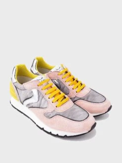 Voile Blanche Women's Julia Power Suede And Technical Nylon Sneaker -Every Wear Shop 001 2015735xROSEYELLOWxAlt2 37583935