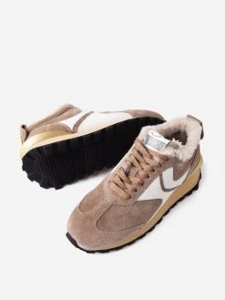 Voile Blanche Women's Qwark Fur Sneaker -Every Wear Shop 001 2016145 01xSUEDECALFDOVExAlt4 50530795