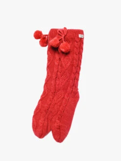 Ugg Pom Pom Fleece Lined Crew Sock -Every Wear Shop 1014837 POPPYRED 377b8227 7b11 474f 9c06 703450d92ec5