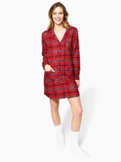 UGG Women’s Laura Sleep Dress And Sock Set -Every Wear Shop 1103678 CHILIPEPPERPLAIDalt4