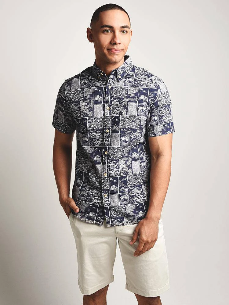 Surfside Supply Short Sleeve Wave Block Cotton Lyocell Shirt 1 Surfside Supply Short Sleeve Wave Block Cotton Lyocell Shirt