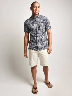 Surfside Supply Short Sleeve Wave Block Cotton Lyocell Shirt 7 Surfside Supply Short Sleeve Wave Block Cotton Lyocell Shirt -Every Wear Shop 11500107e navy whitealt1