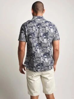 Surfside Supply Short Sleeve Wave Block Cotton Lyocell Shirt 9 Surfside Supply Short Sleeve Wave Block Cotton Lyocell Shirt -Every Wear Shop 11500107e navy whitealt3