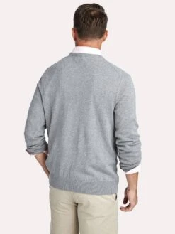 Vineyard Vines Men's Saltwater V-Neck Sweater -Every Wear Shop 1e0379 grayheatheralt1