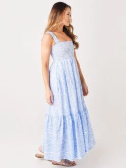Heidi Klein Women's Cape Verde Smocked Maxi Dress -Every Wear Shop 21SSCV 77xBLUEWHITExAlt2 30414357