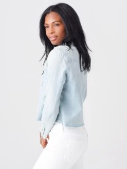 Mother Women's The Super Ex's Crop Fray Button-Up Shirt Jacket -Every Wear Shop 2335 199xALLBROKEDOWNLIGHTxAlt2 45684210