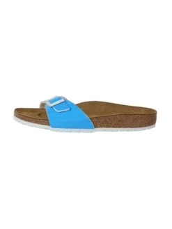 Birkenstock Women's Madrid Sandal Neon Blue -Every Wear Shop 439863 neonbluepatentbirko floralt1