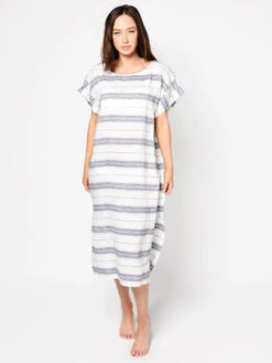 Seafolly Women’s Spirit Animal Linen Stripe Midi Cover-Up -Every Wear Shop 53792 CU WHITEalt3