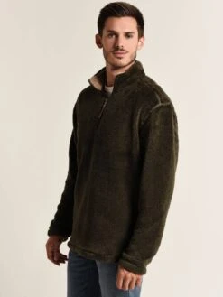 True Grit Men's Pebble Pile 1/4 Zip Pullover -Every Wear Shop 81m231osh vintageolivealt3