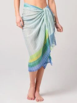 Echo Women’s Rainbow Stripe Pareo Wrap -Every Wear Shop EB0129xAZULxPrimary