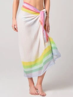 Echo Women’s Rainbow Stripe Pareo Wrap -Every Wear Shop EB0129xMULTIxPrimary