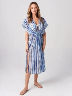 Echo Women’s Shibori Midi Open Caftan -Every Wear Shop EB0138xSEABLUExPrimary