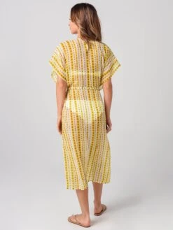 Echo Women’s Shibori Midi Open Caftan -Every Wear Shop EB0138xYELLOWGLOWxAlt2