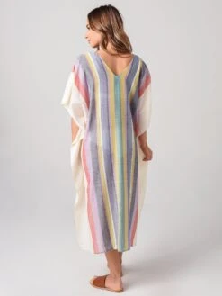 Echo Women's Beach Stripe Maxi Caftan -Every Wear Shop EB0168xMULTIxAlt2