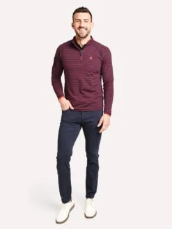 G/Fore Men's Striped Midlayer1/4 Zip Jacket -Every Wear Shop G4MF19K83 TWILIGHT CABERNETalt3