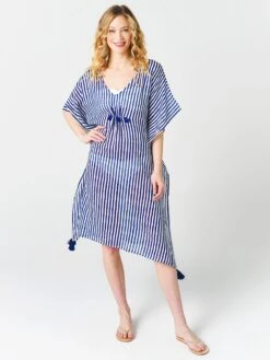 Oliphant Women's Gondola Midi Kaftan -Every Wear Shop GONDOLAxLUREXNAVYxAlt3