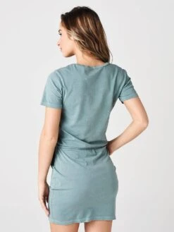 Monrow Women's Mini Slit Dress With Patch Pockets 10 Monrow Women's Mini Slit Dress With Patch Pockets -Every Wear Shop HD0280 CACTUSalt2