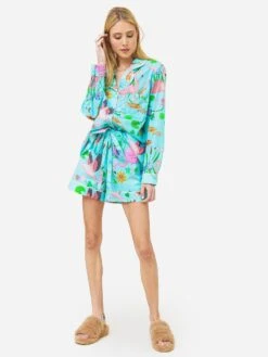 Karen Mabon Women's Flamingo Pond Cotton Short PJ Set -Every Wear Shop KM FP PJxTURQUOISExAlt2 87235665