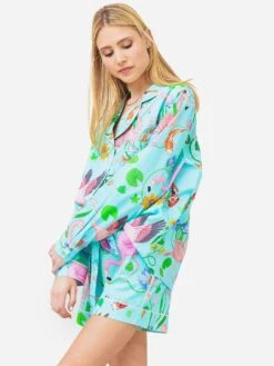 Karen Mabon Women's Flamingo Pond Cotton Short PJ Set -Every Wear Shop KM FP PJxTURQUOISExAlt3 87235666
