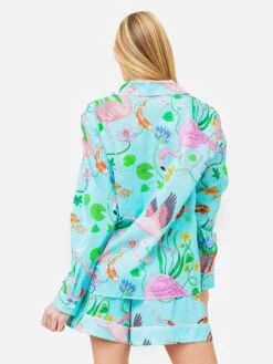 Karen Mabon Women's Flamingo Pond Cotton Short PJ Set -Every Wear Shop KM FP PJxTURQUOISExAlt4 87235668