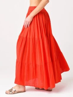 9 Seed Women's Core Cotton Tier Martinique Maxi Skirt -Every Wear Shop MARTINIQUE CxDAHLIAxAlt1 31720161