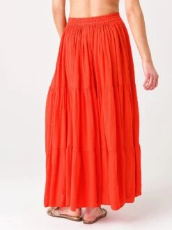 9 Seed Women's Core Cotton Tier Martinique Maxi Skirt -Every Wear Shop MARTINIQUE CxDAHLIAxAlt2 31720166