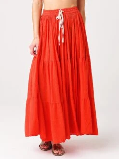 9 Seed Women's Core Cotton Tier Martinique Maxi Skirt -Every Wear Shop MARTINIQUE CxDAHLIAxPrimary 31720158