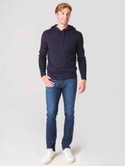 Naadam Cashmere Men's Waffle Stitch Pullover Hoodie -Every Wear Shop MC02135xNAVYxAlt3 22014383