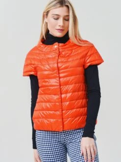 Herno Women's Woven Short Sleeve Jacket -Every Wear Shop PI0003DICxORANGExPrimary 63151233