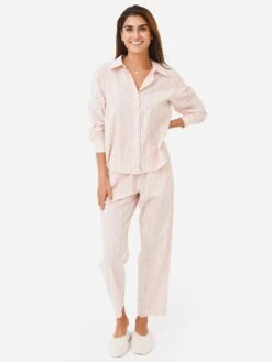 Eberjey Women's Sandwashed Cotton Printed Pajama Set -Every Wear Shop PJ2026xROSECLOUDSTRIPExAlt2 76334497
