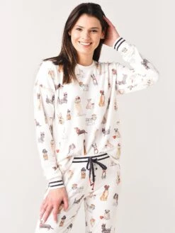 P.J. Salvage Women's Coffee + Canines Long Sleeve Top