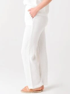 Faherty Brand Women's Dream Cotton Gauze Wide Leg Pant -Every Wear Shop WBU2108xWHITExAlt2 36548077