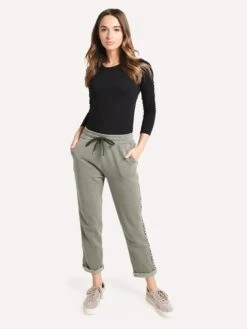 Sundry Leopard Trim Trouser Sweatpant -Every Wear Shop X6 H37T22 PIGMENTMILITARYalt3