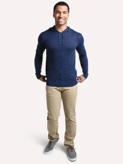 Hartford Men's Hoody Knitted Pull Over -Every Wear Shop art4324 navy indigomixalt1