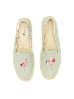 Soludos Flamingo Embroidered Smoking Slipper -Every Wear Shop fss1505 chambrayalt2