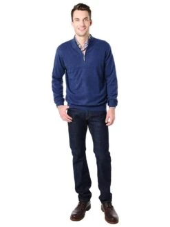 Peter Millar Men's Cashmere 1/4 Zip Pullover -Every Wear Shop mf16s02 navyalt1