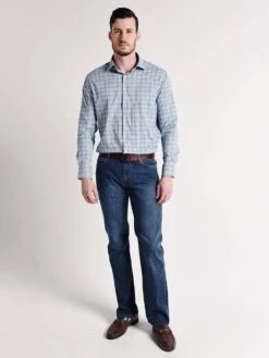 Peter Millar Grier Performance Glen Plaid Woven Shirt -Every Wear Shop mf18ew06sl mosaicbluealt1