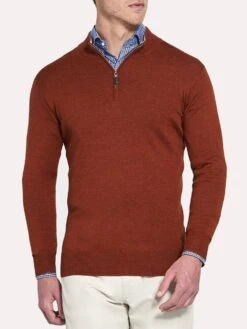 Peter Millar Crown Soft Quarter-Zip Sweater -Every Wear Shop mf18s52 hickory