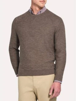 Peter Millar Raglan Crew With Suede Elbow Patches