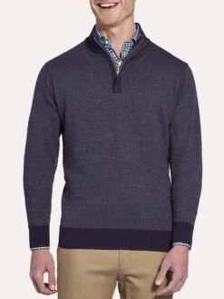 Peter Millar Birdseye Quarter-Zip With Covered Placket