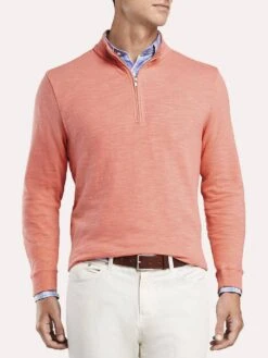 Peter Millar Men's Seaside Cotton Slub Quarter-Zip -Every Wear Shop ms19k29 grapefruit 115c9da8 f142 4483 99c0 06b3d785ae5b