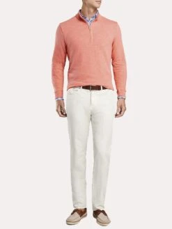 Peter Millar Men's Seaside Cotton Slub Quarter-Zip -Every Wear Shop ms19k29 grapefruitalt2