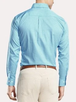 Peter Millar Crown Soft Stretch Gingham Sport Shirt -Every Wear Shop ms19w03nbl bluefishalt1