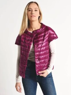 Herno Women's Classic Nylon Cap Sleeve Jacket -Every Wear Shop p10110d1c 12017 fuschiaalt1