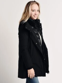 Herno Women's 2 Ply Goretex Waterproof A-Line Jacket With Removable Hood -Every Wear Shop p1048dl 11121 blackalt1