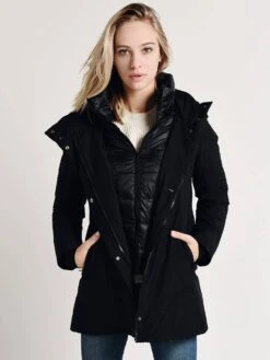 Herno Women's 2 Ply Goretex Waterproof A-Line Jacket With Removable Hood -Every Wear Shop p1048dl 11121 blackalt2