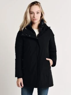 Herno Women's 2 Ply Goretex Waterproof A-Line Jacket With Removable Hood -Every Wear Shop p1048dl 11121 blackalt3