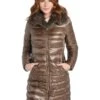 Herno Long Fitted Nylon Coat With Big Fox Collar