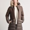 Herno Women's Half Wool Half Puffer Coat With Removable Hood