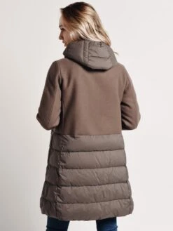 Herno Women's Half Wool Half Puffer Coat With Removable Hood -Every Wear Shop p10848d 39601 taupealt2